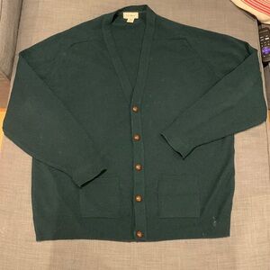 L.L. Bean XL Wool V Neck Button Down Sweater